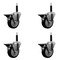 Service Caster 4'' Black Poly Swivel 3/4'' Expanding Stem Caster Set with Brake, 4PK SCC-EX20S414-PPUB-BLK-PLB-34-4 - alternate 1